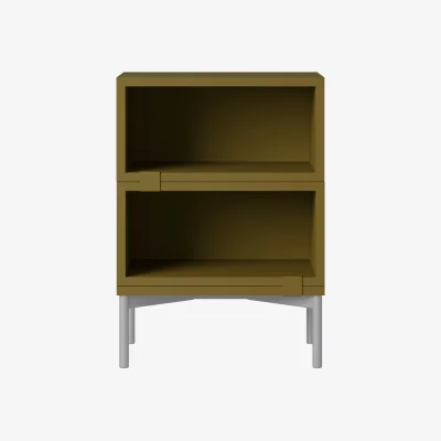 Nordic Nest Muuto Stacked storage system bedside table configuration 1 Brown green