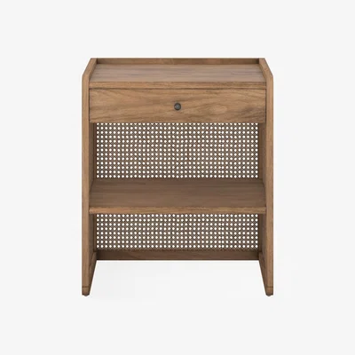 OKA OKA, Abel Bedside Table - Natural, Side Tables, Bayur Wood/Rattan