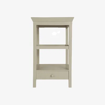 OKA OKA, Beauvais Wood Bedside Table with Storage - Dove Gray, Side Tables, Wood