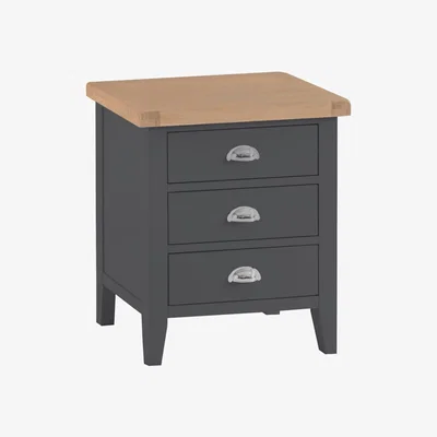Oak&More Eden Oak and Grey Extra Large 3 Drawer Bedside Table