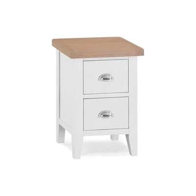 Oak&More Eden Oak and White 2 Drawer Bedside Table
