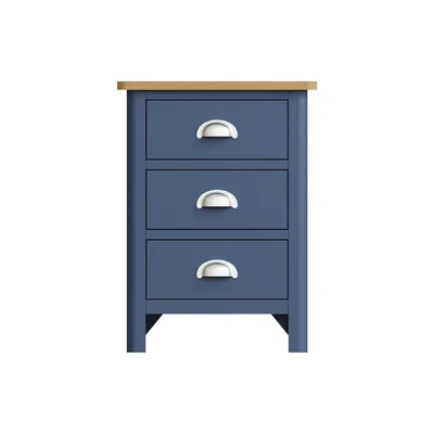 Oak&More Fay Oak and Blue 3 Drawer Bedside Table
