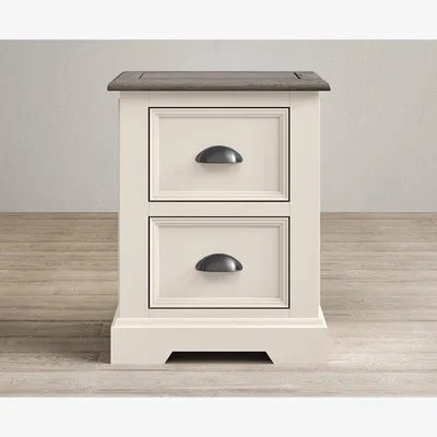 Oak&More Dartmouth Soft White Painted 2 Drawer Bedside Chest