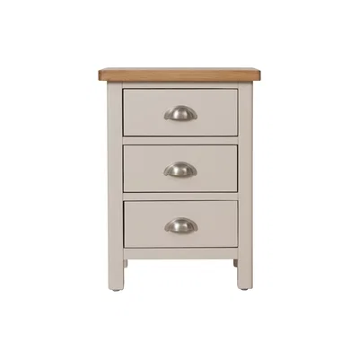 Oak&More Fay Oak and Grey 3 Drawer Bedside Table