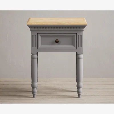 Oak&More Francis Oak and Light Grey Painted Bedside Table