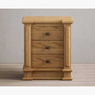 Oak&More Lawson Solid Oak 3 Drawer Bedside Chest