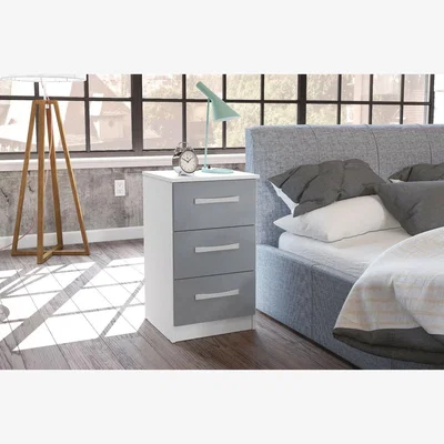 Oak&More Ex-display Adalee White & Grey 3 Drawer Bedside Table