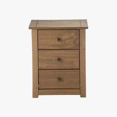 Oak&More Sandy 3 Drawer Bedside in Distressed Pine
