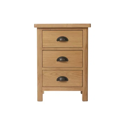 Oak&More Noah Rustic Oak 3 Drawer Bedside Table
