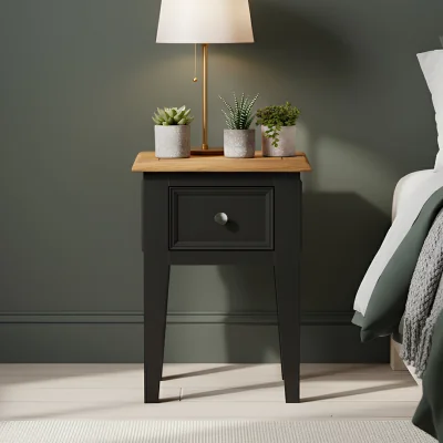 Oak&More Charlton Oak and Black Painted Bedside Table