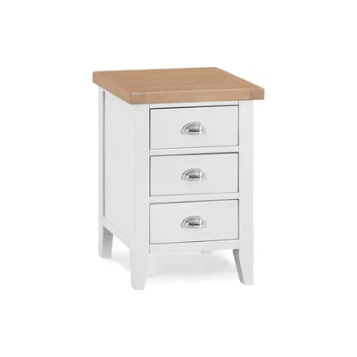 Oak&More Eden Oak and White 3 Drawer Bedside Table