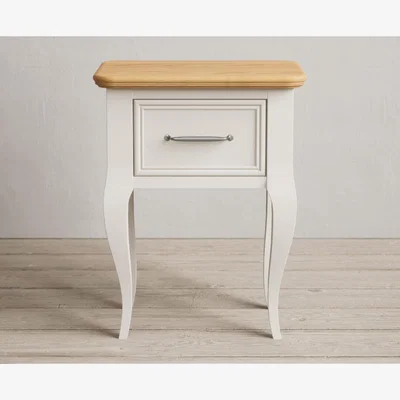 Oak&More Chateau Oak and Soft White Painted 1 Drawer Bedside Table