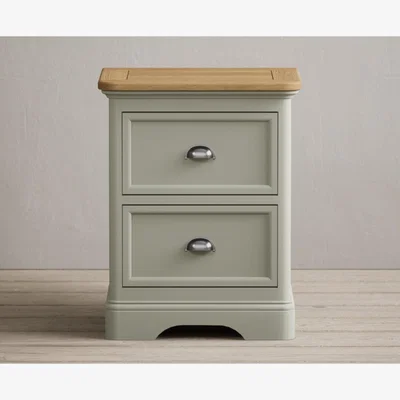 Oak&More Bridstow Soft Green Painted 2 Drawer Bedside Chest