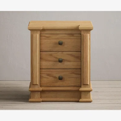 Oak&More Lawson Solid Oak 3 Drawer Bedside Chest