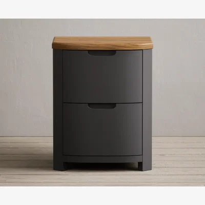 Oak&More Bradwell Oak and Charcoal Grey Painted 2 Drawer Bedside Chest