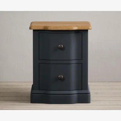 Oak&More Delphine Oak and Blue Painted 2 Drawer Bedside