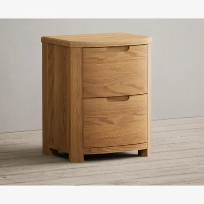 Oak&More Somerton Curved Solid Oak 2 Drawer Bedside Chest