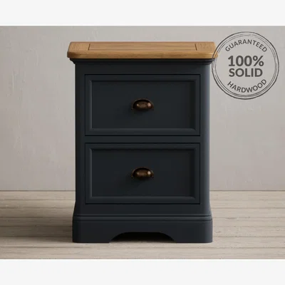 Oak&More Bridstow Oak and Blue Painted 2 Drawer Bedside Chest