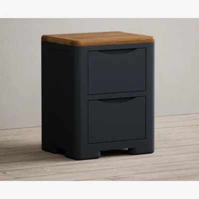 Oak&More Pembridge Oak and Dark Blue Painted 2 Drawer Bedside Chest
