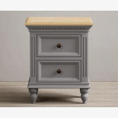 Oak&More Francis Oak and Light Grey Painted 2 Drawer Bedside Chest