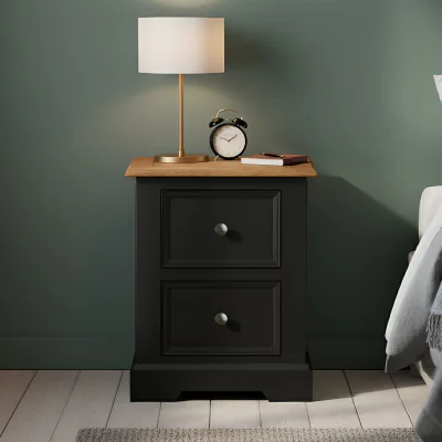 Oak&More Charlton Oak and Black Painted 2 Drawer Bedside Table