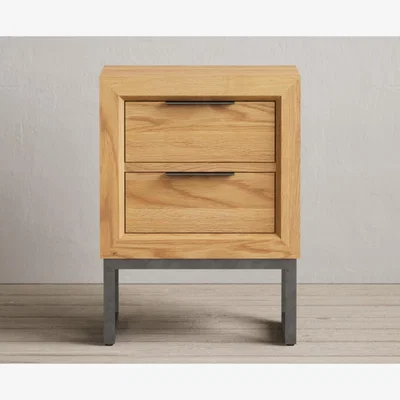 Oak&More Loft Solid Oak 2 Drawer Bedside Table