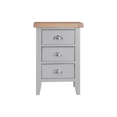 Oak&More Willow Oak and Grey Large 3 Drawer Bedside Table