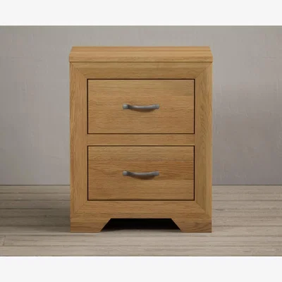 Oak&More Mitre Solid Oak 2 Drawer Bedside Chest