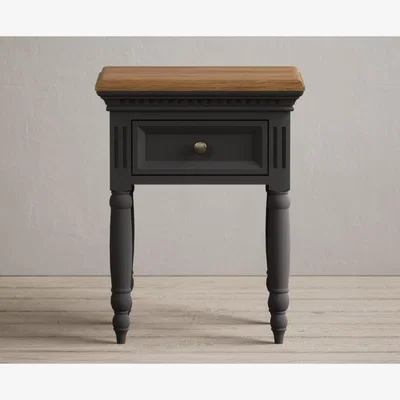 Oak&More Francis Oak and Charcoal Grey Painted Bedside Table