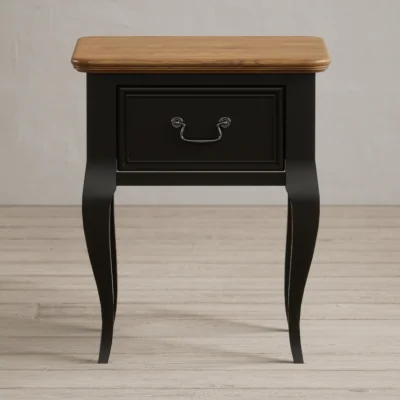 Oak&More Chateau Noir Oak and Black Painted 1 Drawer Bedside Table