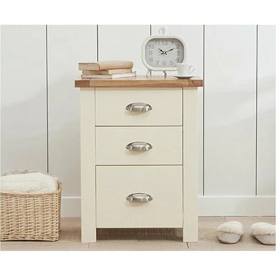 Oak&More Ex-display Somerset Oak and Cream Tall 3 Drawer Bedside Table