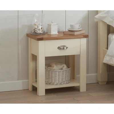 Oak&More Somerset Oak and Cream Bedside Table