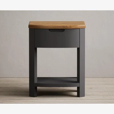 Oak&More Bradwell Oak and Charcoal Grey Painted 1 Drawer Bedside Chest