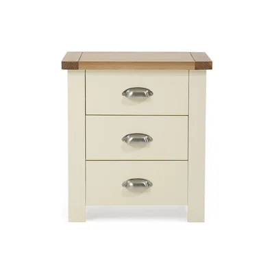 Oak&More Somerset Oak and Cream 3 Drawer Bedside Table