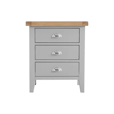 Oak&More Willow Oak and Grey Extra Large 3 Drawer Bedside Table