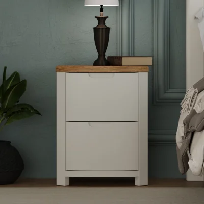 Oak&More Bradwell Oak and Signal White Painted 2 Drawer Bedside Chest