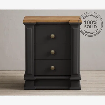 Oak&More Lawson Oak and Charcoal Grey Painted 3 Drawer Bedside Chest