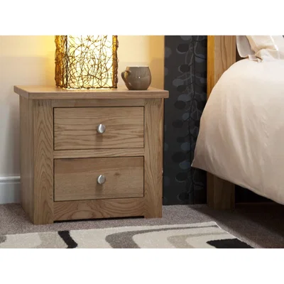 Oak&More Messina Oak Two Drawer Bedside Chest