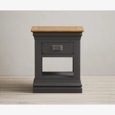 Oak&More Charwood Oak and Charcoal Painted 1 Drawer Bedside Table