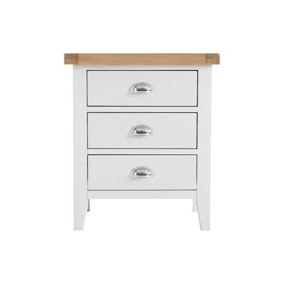 Oak&More Eden Oak and White Extra Large 3 Drawer Bedside Table