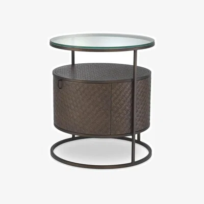 Olivia's Eichholtz Napa Valley Bedside Table in Woven Oak Veneer