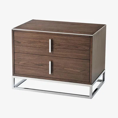 Olivia's TA Studio Blain Bedside Table Macadamia and Nickel
