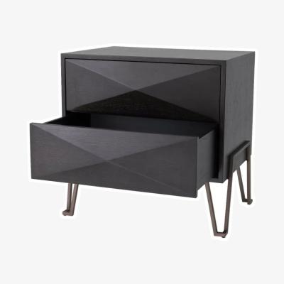 Olivia's Eichholtz Highland Bedside Table in Charcoal Brown Oak Veneer