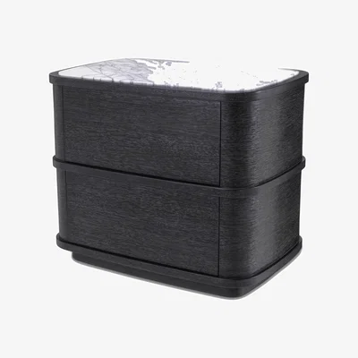 Olivia's Eichholtz Cabana Bedside Table Cabinet in Charcoal Grey Oak Veneer