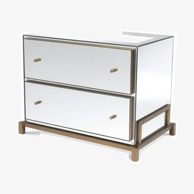 Olivia's Eichholtz Clarington Bedside Table in Brushed Brass Finish