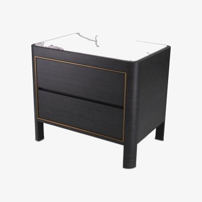 Olivia's Eichholtz Corazon Bedside Table in Charcoal Grey Oak Veneer