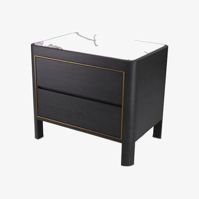 Olivia's Eichholtz Corazon Bedside Table in Charcoal Grey Oak Veneer