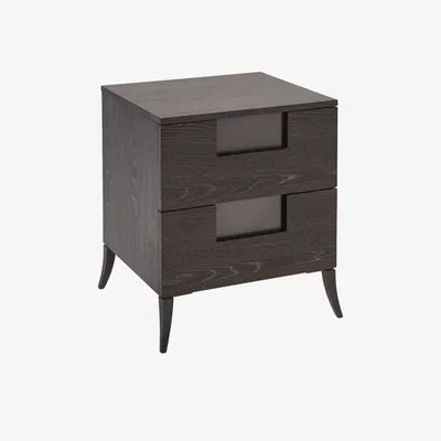 Olivia's Gillmore Fitzroy Two Drawer Charcoal Oak Veneer Bedside Table / Medium