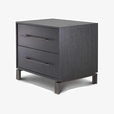 Olivia's Eichholtz Cabana Bedside Table with draws in Charcoal Grey Oak Veneer