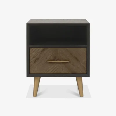 Downtown Downtown Alberta 1 Drawer Nightstand, Brass, Chevron